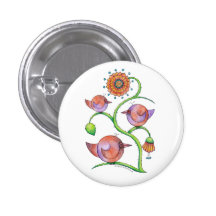 'Three in a tree' Birds Pinback Button