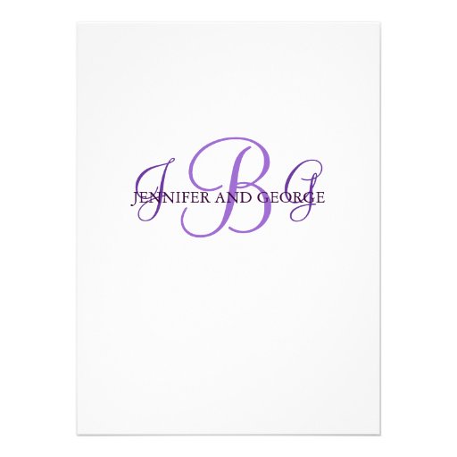 Three Initials Wedding Invitation Purple Mauve