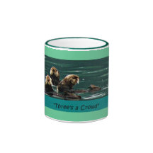 three is a crowd funny sea otter mug