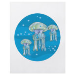 three jellyfish underwater circle design full color flyer