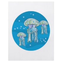 three jellyfish underwater circle design full color flyer