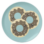 three kawaii yummy donuts dinner plate