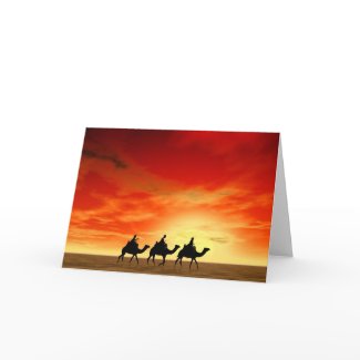 Three Kings and red sunset card