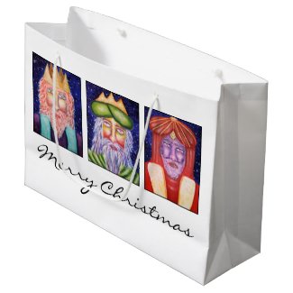 Three Kings Art Christmas Large Gift Bag