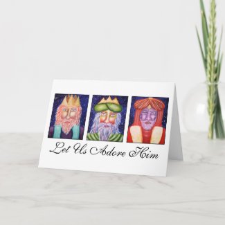 Three Kings Art "Let Use Adore Him" Christmas Card