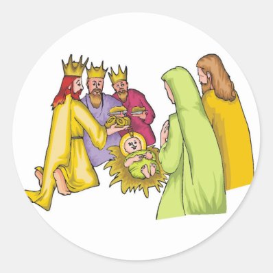 Three Kings Birth Christ Stickers
