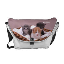 Three Kittens in a Basket Messenger Bag
