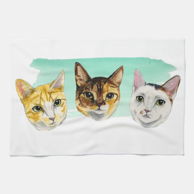 Three Kitties Watercolor Painting