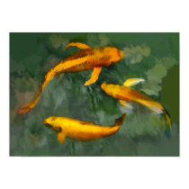 Three kois in a fountain posters