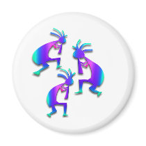 Three Kokopelli #37 Refrigerator Magnet