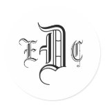 Three Letter Monogram Black & White Envelope Seal stickers