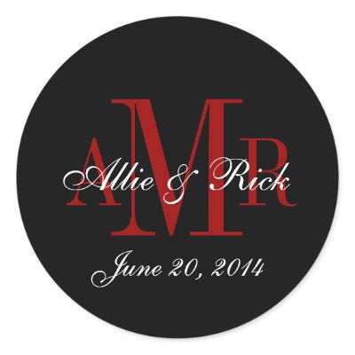 Three Letter Monogram Names Wedding Favour Labels Sticker