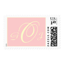 Three Letters Monogram Cream on Pink postage by monogramgallery Three Letters Monogram Cream on Pink postage