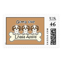 Three Lhasa Apsos Stamp