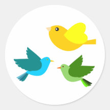 Three Little Birds Round Stickers