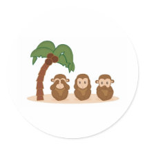 Three little monkeys - three macaquinhos round stickers