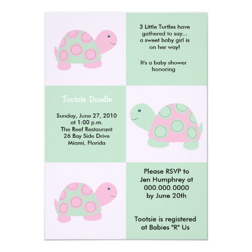 Three Little Turtles Mod Turtle 5x7 Baby Shower Card Zazzle