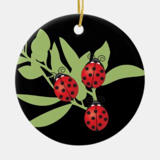 Three Lucky Ladybugs Christmas Ornaments