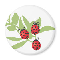 Three Lucky Ladybugs magnets