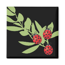 Three Lucky Ladybugs magnets