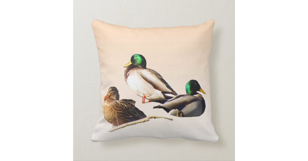 Three Mallard Ducks Throw Pillow Zazzle