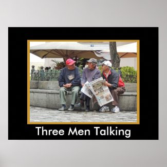 Three Men Talking in Cuenca w Faux Mat