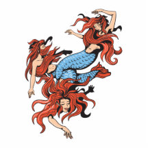 three mermaids vector cartoon art photo sculpture