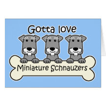 Three Miniature Schnauzers Greeting Cards