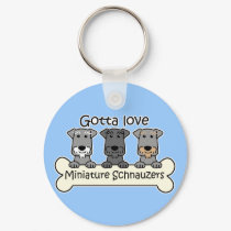 Three Miniature Schnauzers keychains by dogcartoons Three Miniature Schnauzers keychains