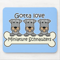 Three Miniature Schnauzers mousepads by dogcartoons Three Miniature Schnauzers mousepads