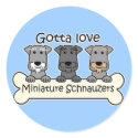 Three Miniature Schnauzers stickers by dogcartoons Three Miniature Schnauzers stickers