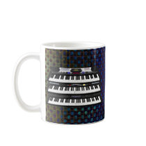 Three Modern Keyboards: Synthesizers: Coffee Mug by spiritswitchboard Three Modern Keyboards: Synthesizers: Coffee Mug