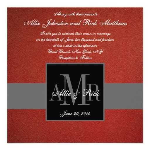 Three Monogram Couple Photo Wedding Invitation