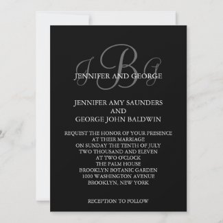 Three Monogram Initials Names Wedding Invitations invitation
