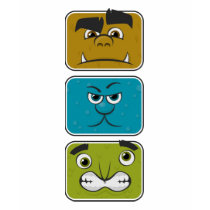 Three Monster Faces t-shirts