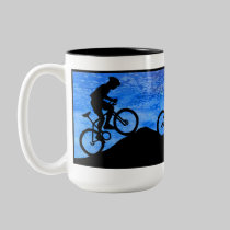 Three Mountain Bikers at Dusk mugs