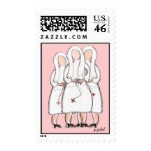 Three Nuns Postage Stamps--Artist Created