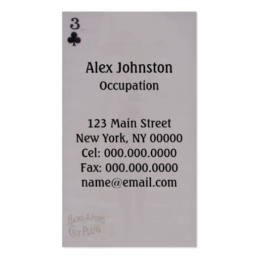 Three of Clubs ~ Business Card (back side)