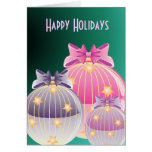 Three Ornamrnts and a Greeting Purple Greeting Card