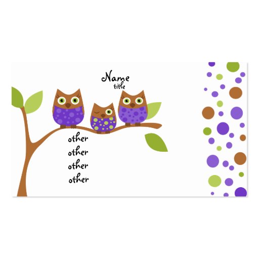 Three Owls Business Card (front side)
