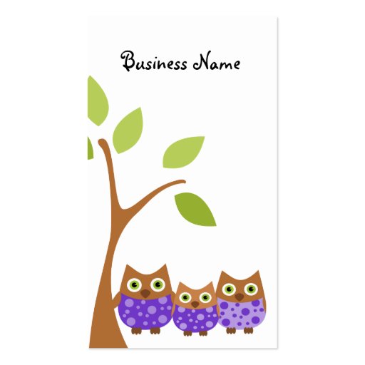 Three Owls Business Card Templates (back side)