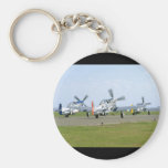 Three P51 Mustangs Taking Off_WWII Planes Basic Round Button Keychain