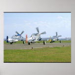 Three P51 Mustangs Taking Off_WWII Planes Poster