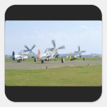 Three P51 Mustangs Taking Off_WWII Planes Square Sticker