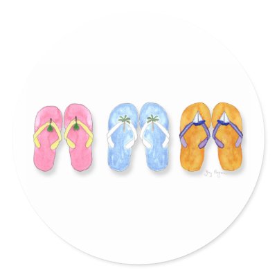 Three Pairs of Flip-Flops Sticker by ginyhogan