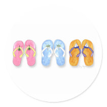Three Pairs of Flip-Flops Sticker by ginyhogan Three Pairs of Flip-Flops Sticker