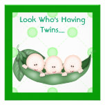 THREE PEAS IN A POD BABY SHOWER  INVITATION