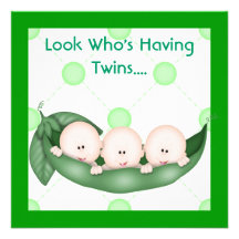 THREE PEAS IN A POD BABY SHOWER  INVITATION