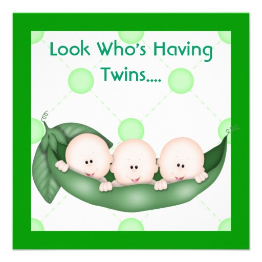THREE PEAS IN A POD BABY SHOWER  INVITATION (front side)