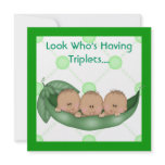 THREE PEAS IN A POD BABY SHOWER TRIPLET INVITES